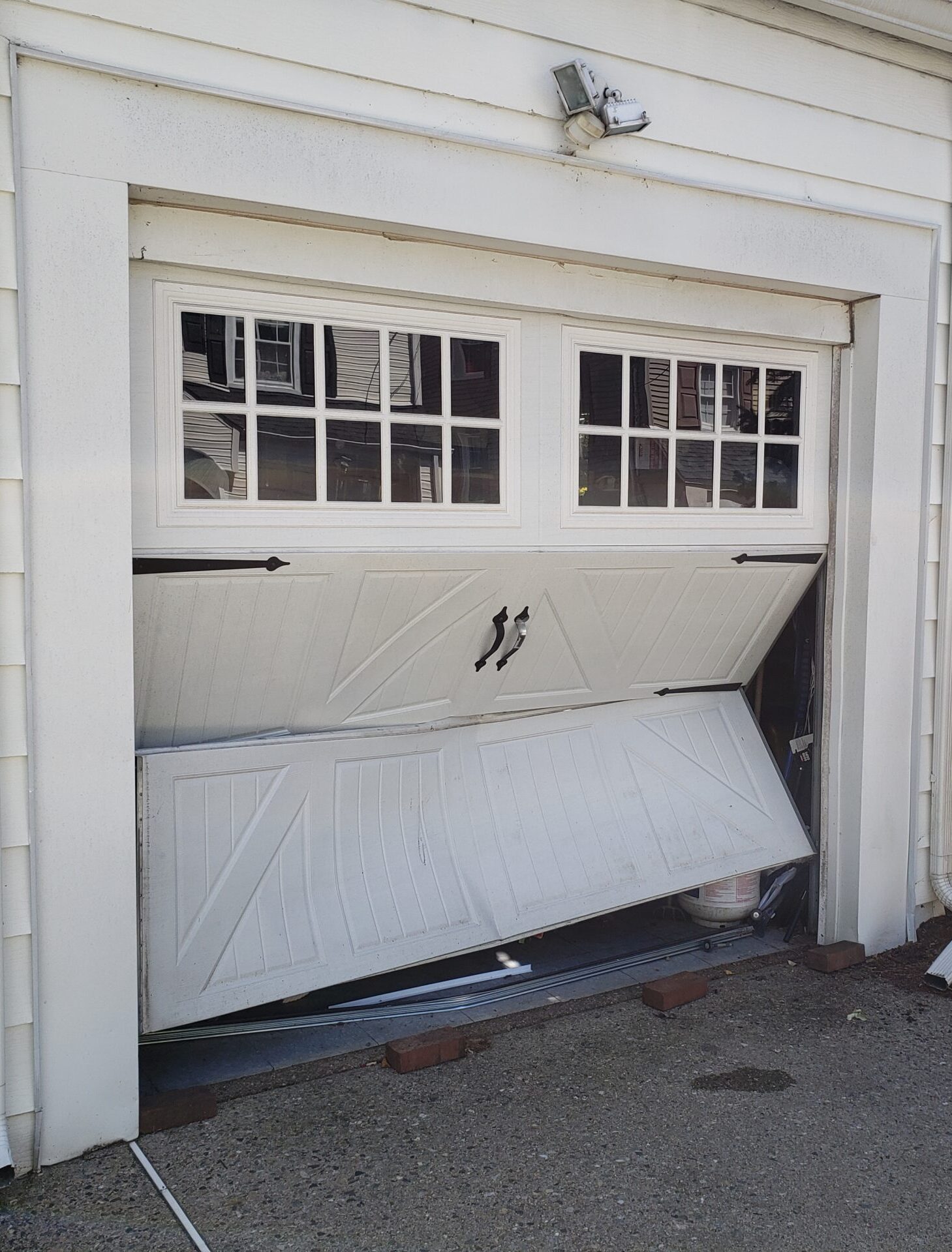 Damaged garage door